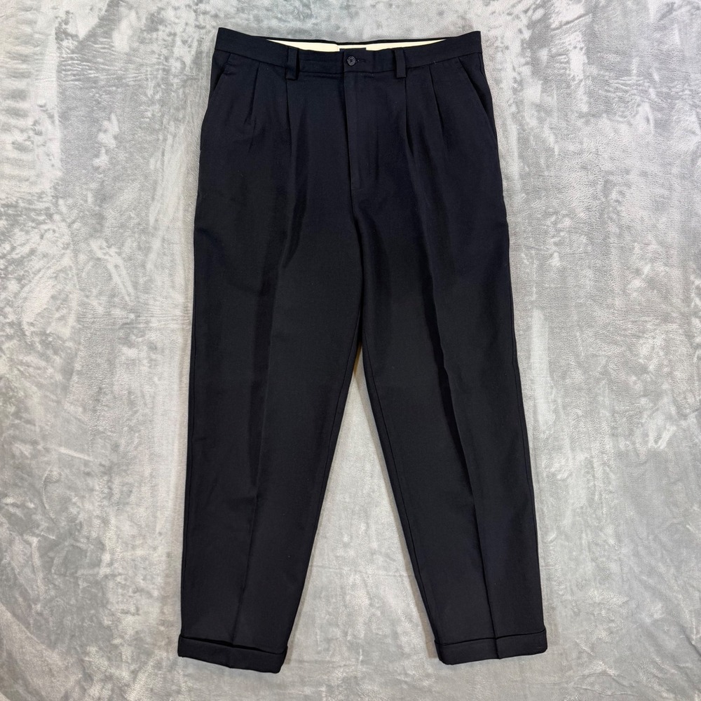 Vintage Gap Pleated Wool Dress Pants Men's 36x32 Black Trousers